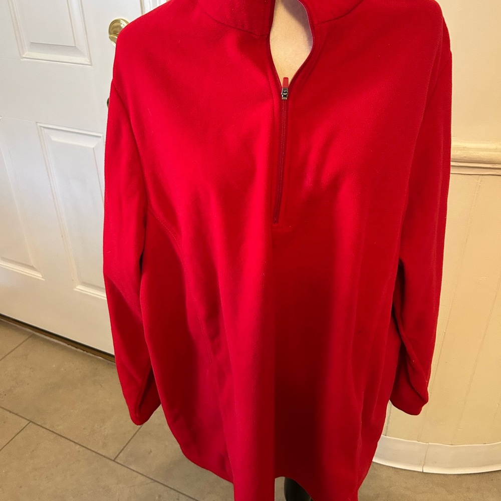 Lands' End Bold Red Pullover With Quarter Zipper/Plus Size 3X 24W-26W/EUC